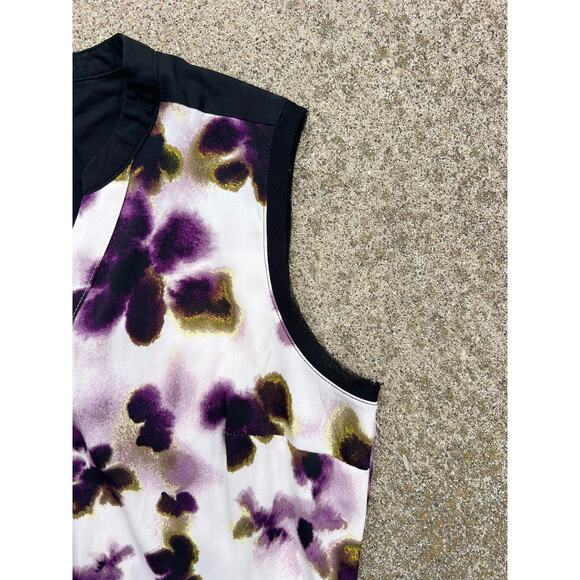 Simply Vera Vera Wang Dress Women Sz Small Floral V-Neck Sleeveless Midi Belted - Picture 5 of 6